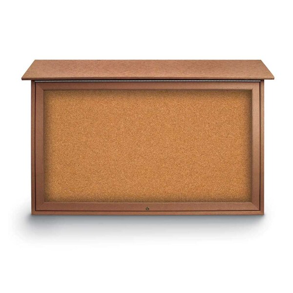 Indoor Enclosed Combo Board, 42"x32", Satin Frame/Grey & Buff